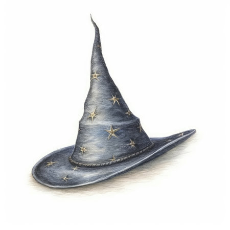 Witch hat watercolor illustration on isolated white background for Halloweenの素材
