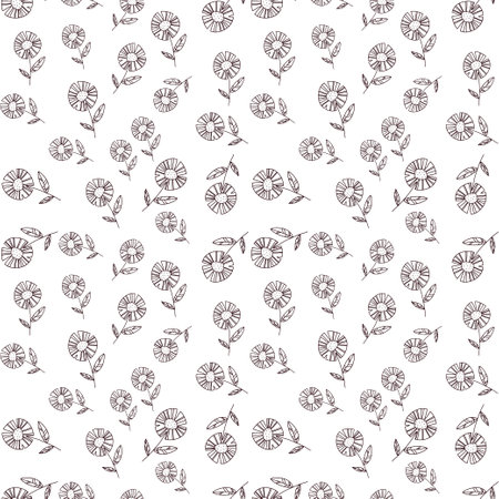 Abstract leaves silhouettes seamless pattern. Hand drawn black leaf with scribble rough textures. Plant motif with branch silhouettes, decorative brush twigs. Black ink texture with foliage.のイラスト素材