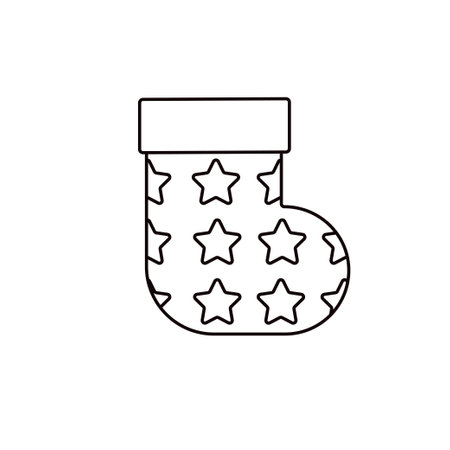 Christmas stockings line icon. Christmas festive line symbol, New Year celebration or Xmas holiday winter season thin line vector icon or pictogramのイラスト素材