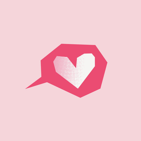 Speech bubble with heart. Vector sticker in the style of halftoneのイラスト素材