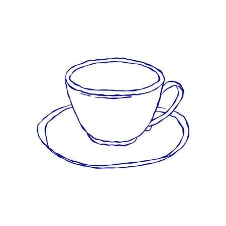 Hand drawn cup of coffee or tea doodle. Tea time in Doodle style. Vector illustration isolated on white backgroundのイラスト素材