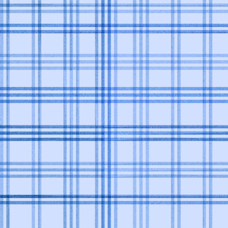 Blue lines intersecting in a checkered style on a light blue background, seamless watercolor plaid pattern. Great for fabric, wallpaper, stationery, packaging, textile design, and digital backgrounds.の写真素材