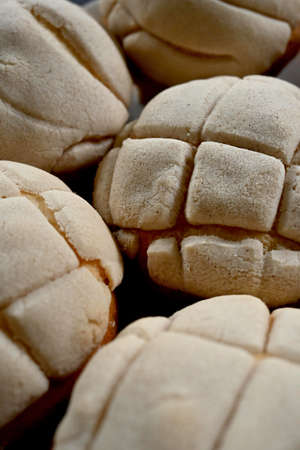 Closeup of delicious homemade vanilla Mexican shell with different designの写真素材