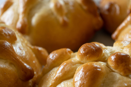 Close-up of traditional pan de muertoの写真素材