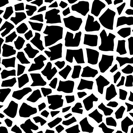 Animal seamless patterns. Giraffe are made in black ink, isolated on white background. The object of nature is a naturalistic sketch.のイラスト素材