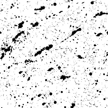 Black ink splatter. Hand drawn textures made with ink. Spot, splash, scribble, stroke. Isolated. Seamless patternのイラスト素材
