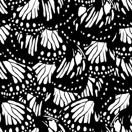 Butterfly wings seamless pattern. Black and white abstract styleのイラスト素材