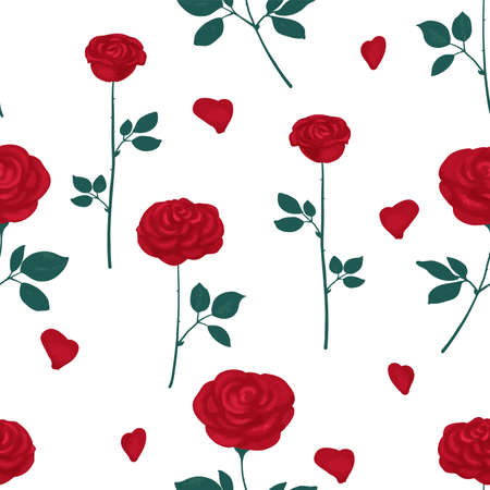 Roses and petals seamless patternのイラスト素材
