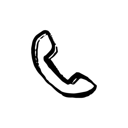 Phone call icon. Drawn by hand with a brush. Outline stroke texture in the style of grunge. Vector illustrationのイラスト素材
