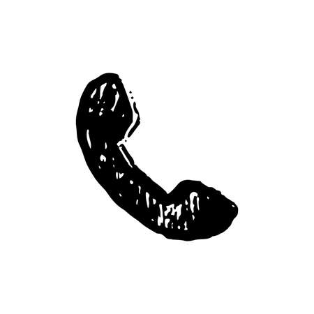 Phone call icon. Drawn by hand with a brush. Grunge texture. Vector illustrationのイラスト素材
