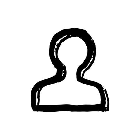 User icon. Drawn by hand with a brush. Outline stroke texture in the style of grunge. Vector illustrationのイラスト素材