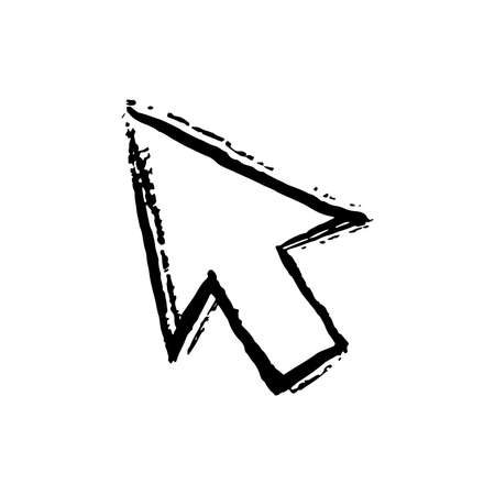 Cursor icon. Drawn by hand with a brush. Outline stroke texture in the style of grunge. Vector illustrationのイラスト素材
