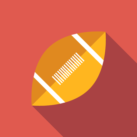 Rugby flat icon, colored flat image with long shadow on red backgroundのイラスト素材