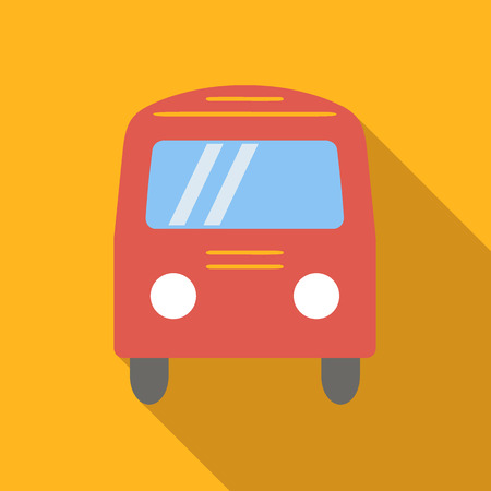 Bus icon, flat colored image on yellow backgroundのイラスト素材