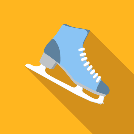 Ice skating flat icon, colored flat image with long shadow on yellow backgroundのイラスト素材
