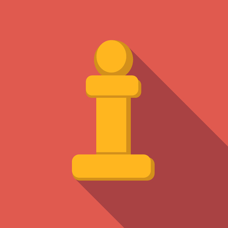 Chess pawn flat icon, colored flat image with long shadow on red backgroundのイラスト素材