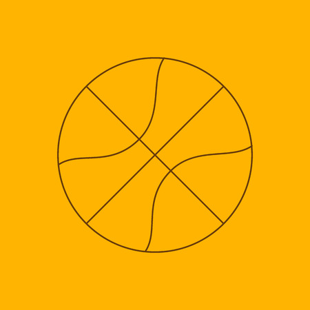 Basketball line icon, thin contour on yellow backgroundのイラスト素材