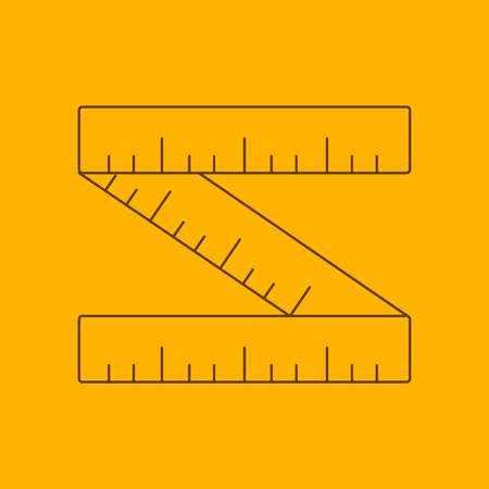 Ruler line icon, thin contour on yellow backgroundのイラスト素材