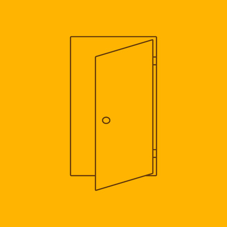 Door line icon, thin contour on yellow backgroundのイラスト素材