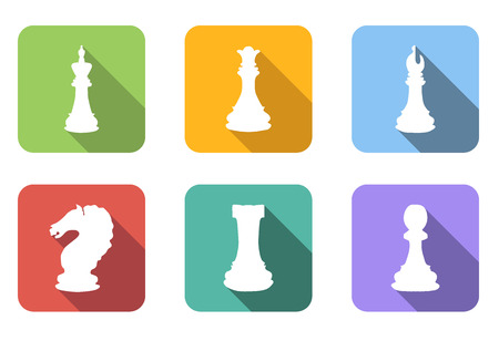 Chess flat icons set isolated on a whiteのイラスト素材