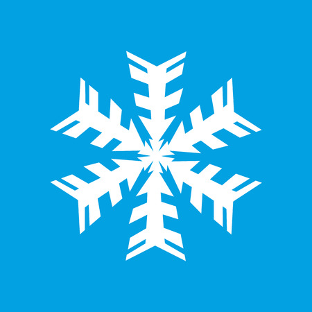 White snowflake icon isolated on blue backgroundのイラスト素材