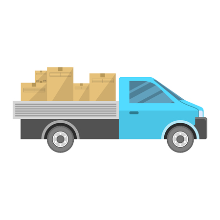 New car carrying goods flat icon isolated on white backgroundのイラスト素材