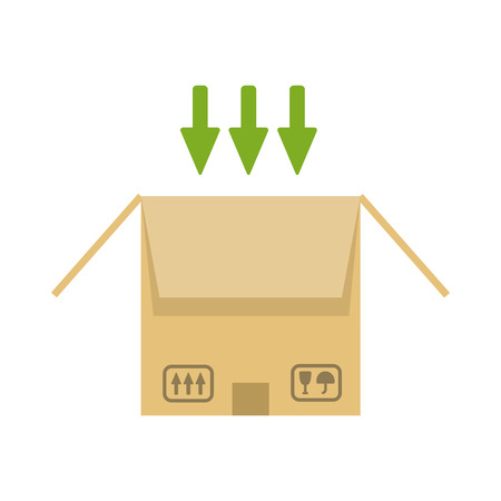 Opened cardboard package box. Flat design styleのイラスト素材