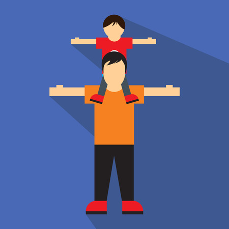 Man and children flat icon isolated on white backgroundのイラスト素材