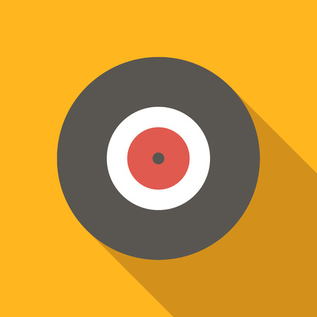 Vinyl record icon. Flat design with long shadowのイラスト素材