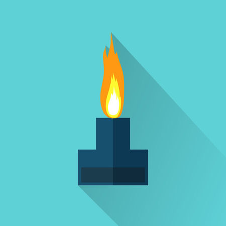 Alcohol lamp with flame icon. Flat color illustrationのイラスト素材
