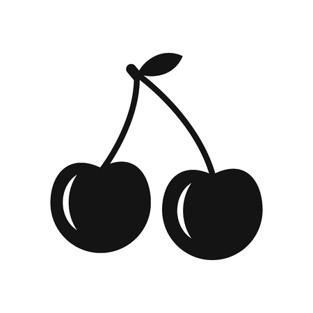 Cherry black simple icon on a white backgroundのイラスト素材