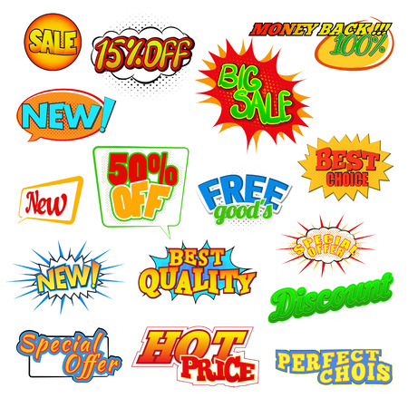 Sale discount promotion decorative icons isolated on white backgroundのイラスト素材