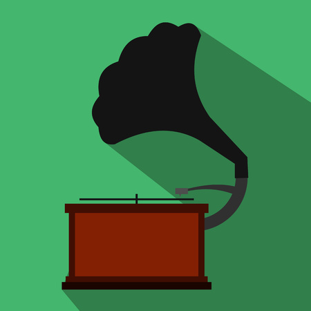 Gramophone flat icon for web and mobile devicesのイラスト素材
