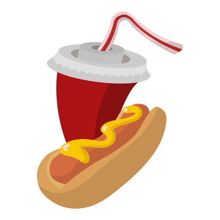Hot Dog and soda in cartoon style isolated on white backgroundのイラスト素材