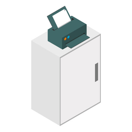 Isometric laser printer on table icon isolated on white backgroundのイラスト素材