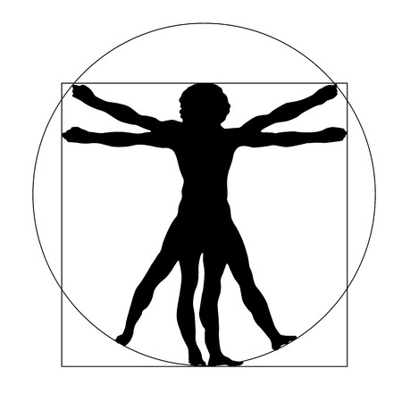 Vetruvian man silhouette isolated on white backgroundのイラスト素材