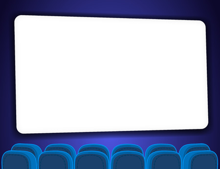 Cinema auditorium with screen and seats. Cartoon styleのイラスト素材