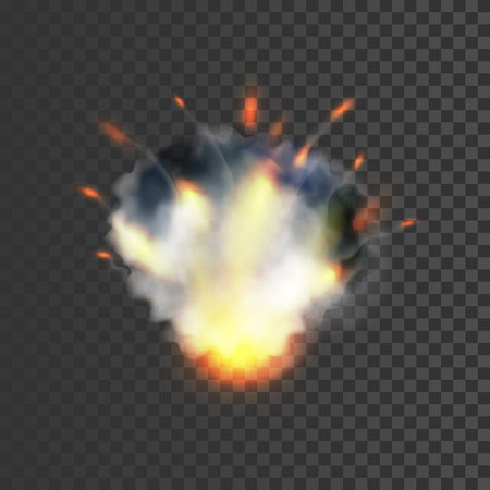 Realistic explosion symbol on transparent background for web and mobile devicesのイラスト素材