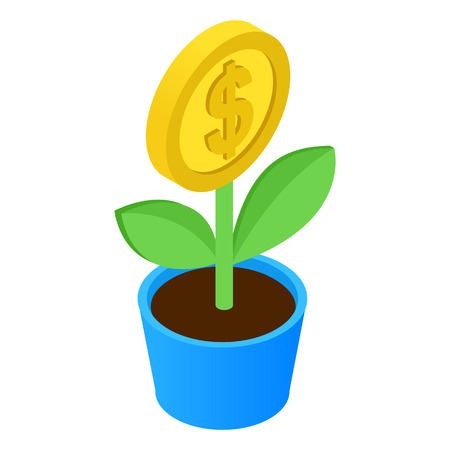 Money tree isometric icon isolated on white backgroundのイラスト素材