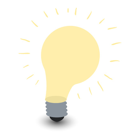 Light bulb cartoon symbol. Yellow lamp illustration isolated on a whiteのイラスト素材