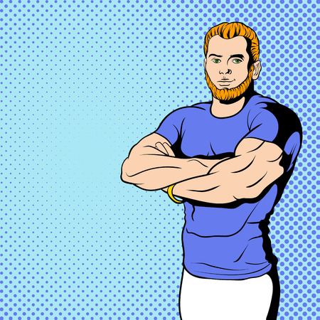 Fitness instructor in comics style for web and mobile devicesのイラスト素材