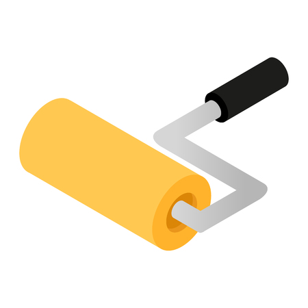 Paint roller isometric 3d icon isolated on white backgroundのイラスト素材
