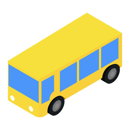 Bus isometric 3d icon isolated on white backgroundのイラスト素材