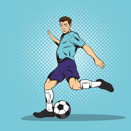 Footballer in comics style for web and mobile devicesのイラスト素材