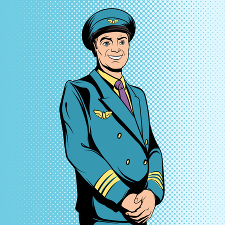 Flight captain in comics style for web and mobile devicesのイラスト素材