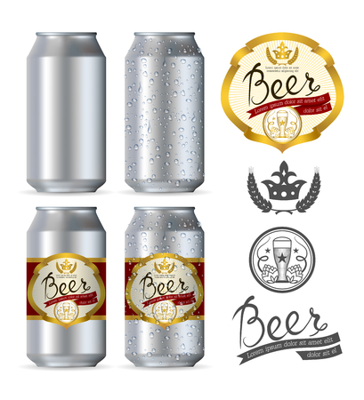 Beer aluminum realistic cans isolated on white backgroundのイラスト素材