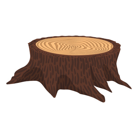 Wooden cartoon stump isolated on white backgroundのイラスト素材