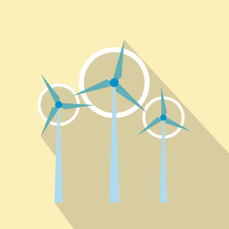 Wind turbine flat icon. Colorful ecology symbol on a light backgroundのイラスト素材