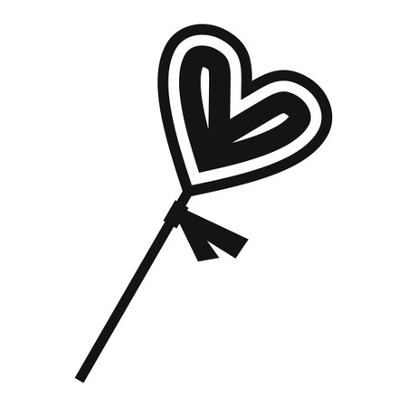 Valentine Day lollipop simple icon. Sweet in the shape of a heartのイラスト素材