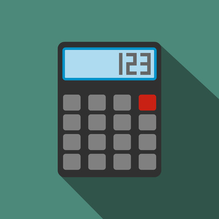 Calculator flat icon. Single illustration on a green backgroundのイラスト素材